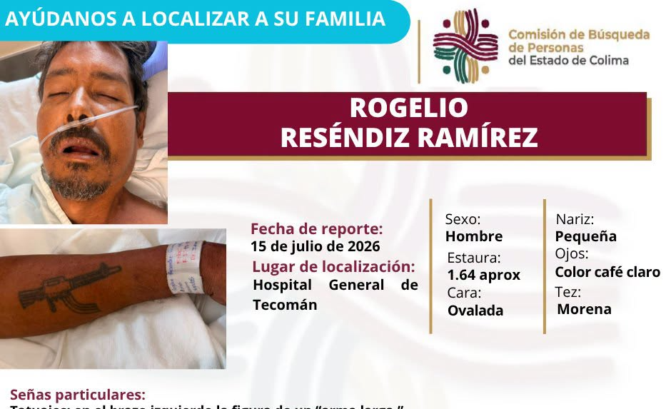 Buscan a familia de hombre que está internado en el Hospital General de Tecomán desde el 11 de julio
