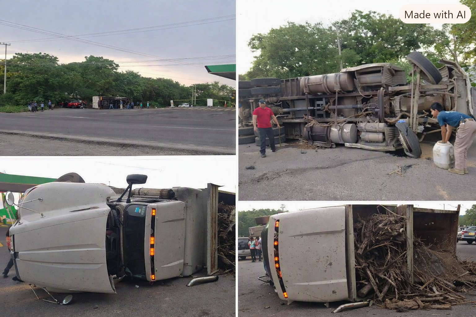 Exceso de velocidad: Vuelcan camión recolector rentado por el gobierno municipal de Colima (Fotos)
