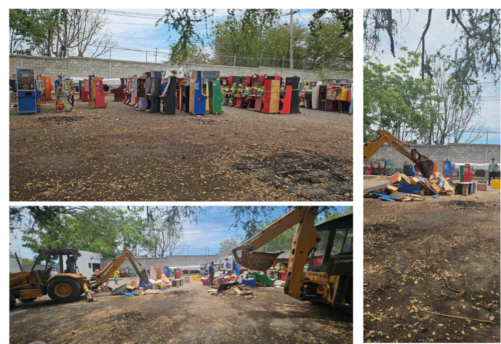 Queman 7 kilogramos de droga y destruyen 279 máquinas tragamonedas decomisadas en Colima